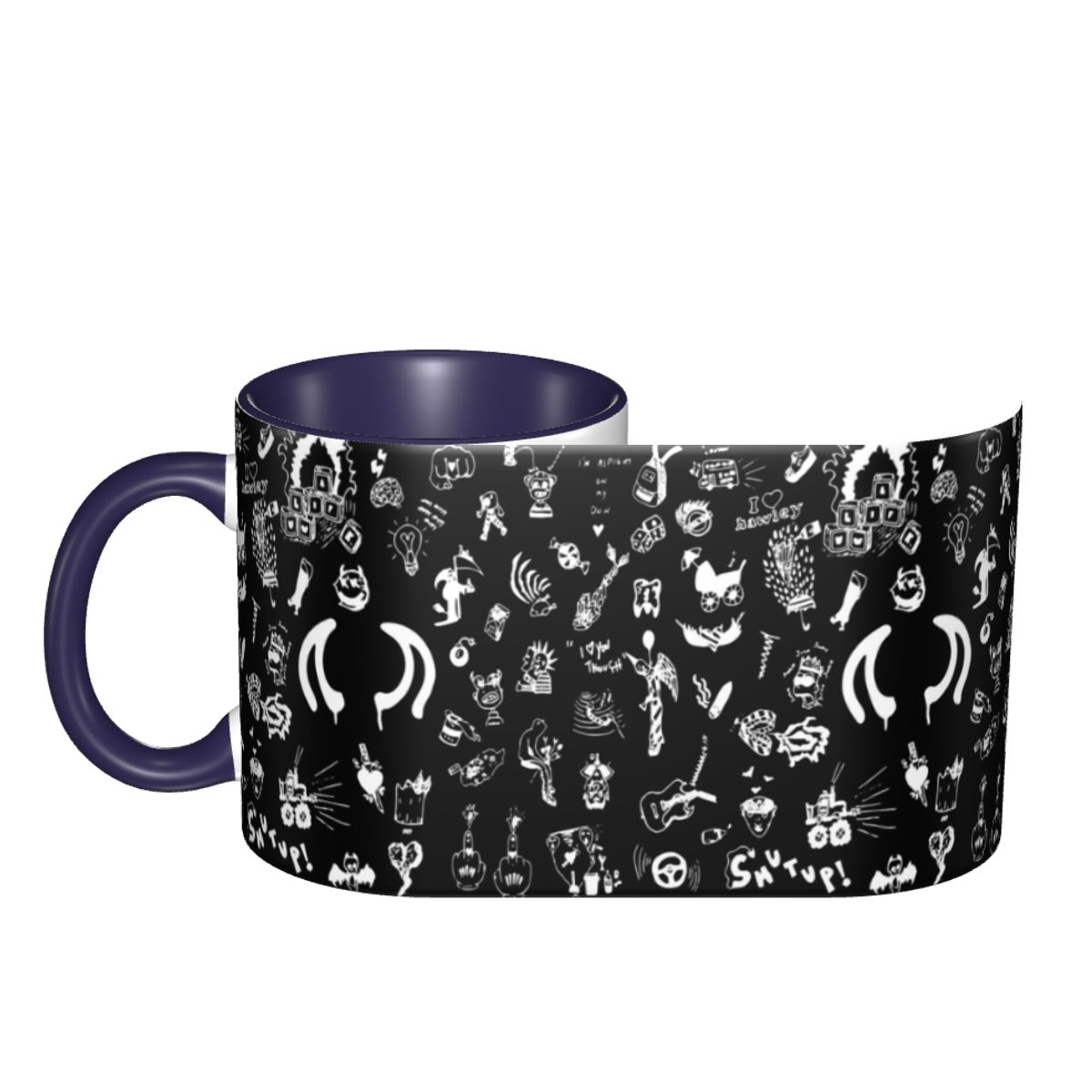 Coffee Tea Drawing - Mug Keramik Lucu dengan Gambar Tato