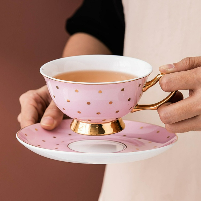 Coffee Tea Set Up - Mug Kopi Keramik Warna Pink dengan