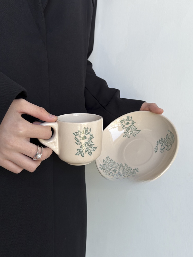 Coffee Tea Leaf - Cangkir Kopi Keramik Daun Hijau Vintage
