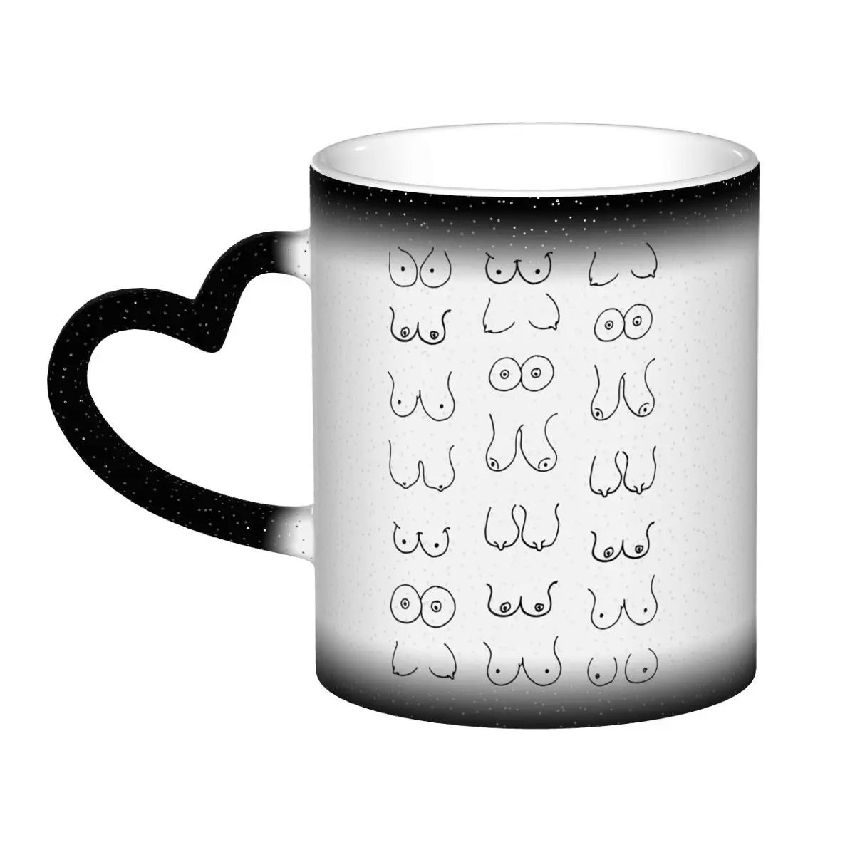 Coffee Tea Drawing - Mug Gambar Payudara Hitam Putih Lucu,