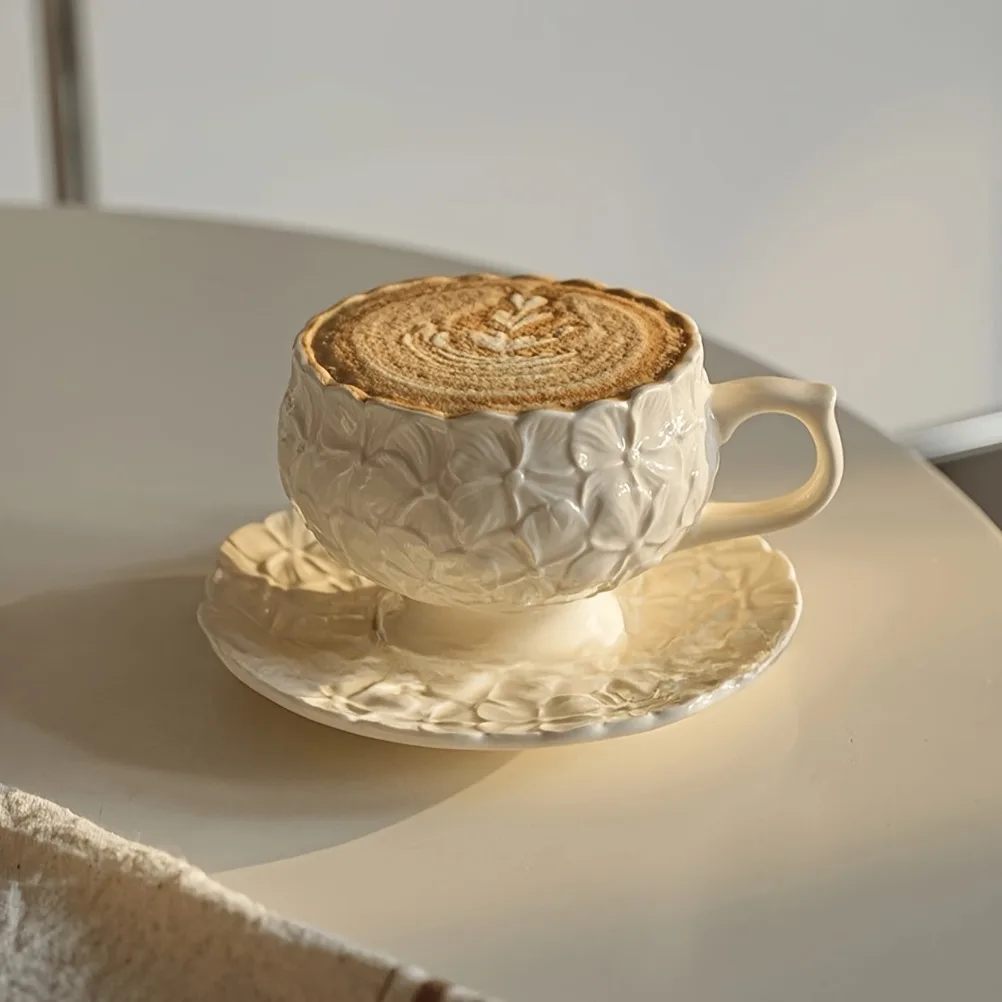 Coffee Tea Gift Set - Set Cangkir Kopi French Cream Relief,