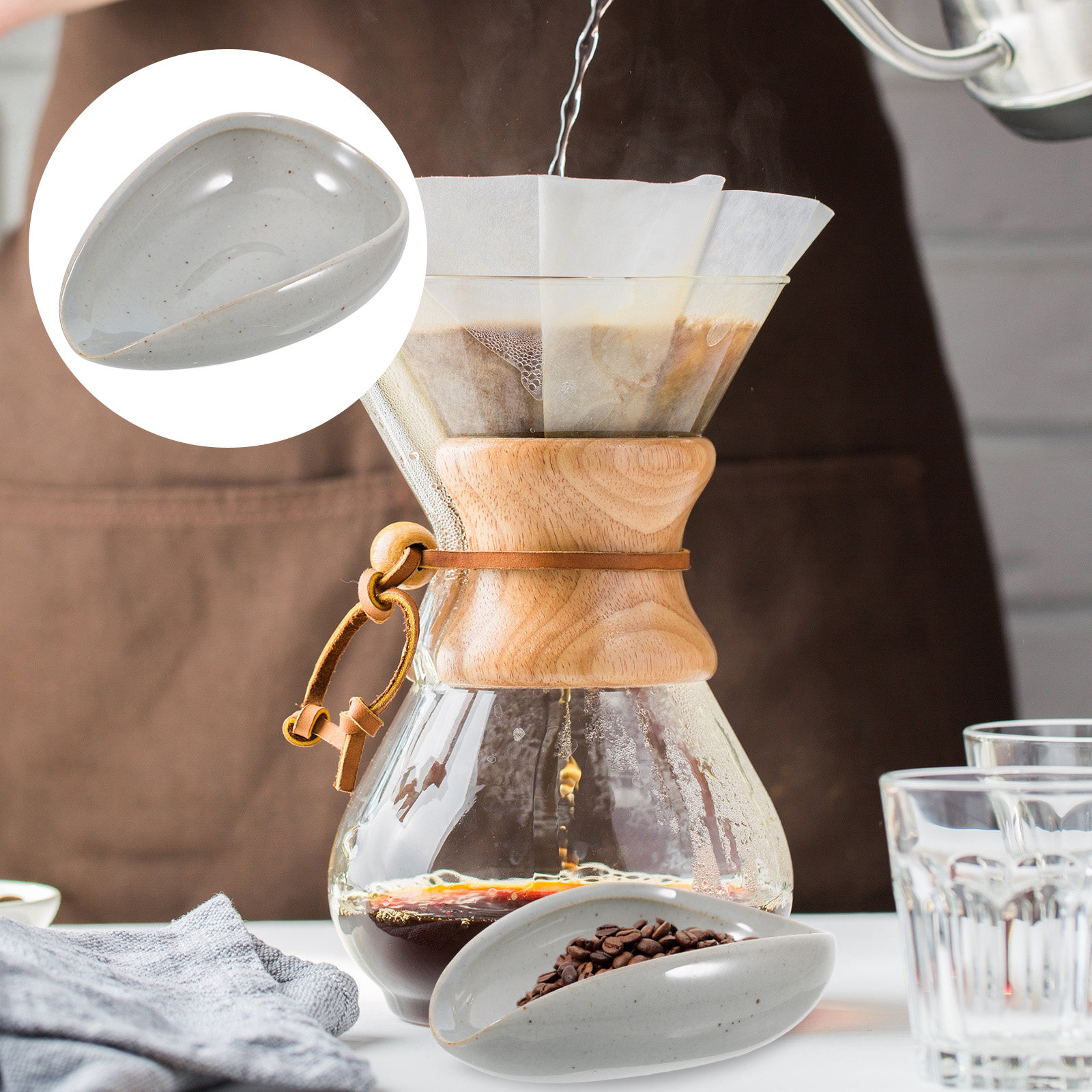 Coffee Tea Leaf - Nampan Keramik untuk Biji Kopi, Cangkir