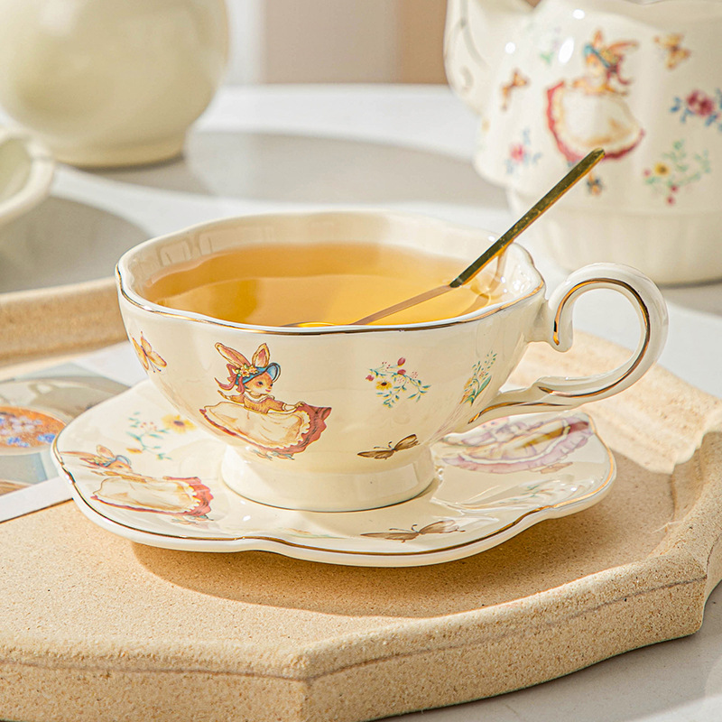 Coffee Tea Gift Set - Cangkir dan Piring Kopi Retro Inggris,