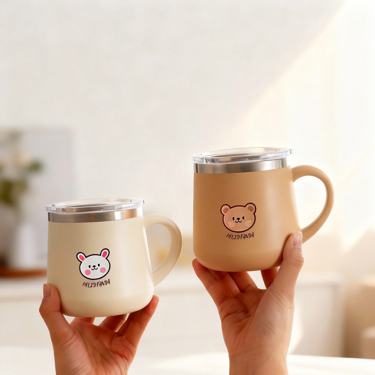 Double Wall Mug - 430ML Cangkir Kopi Kartun Baja Tahan
