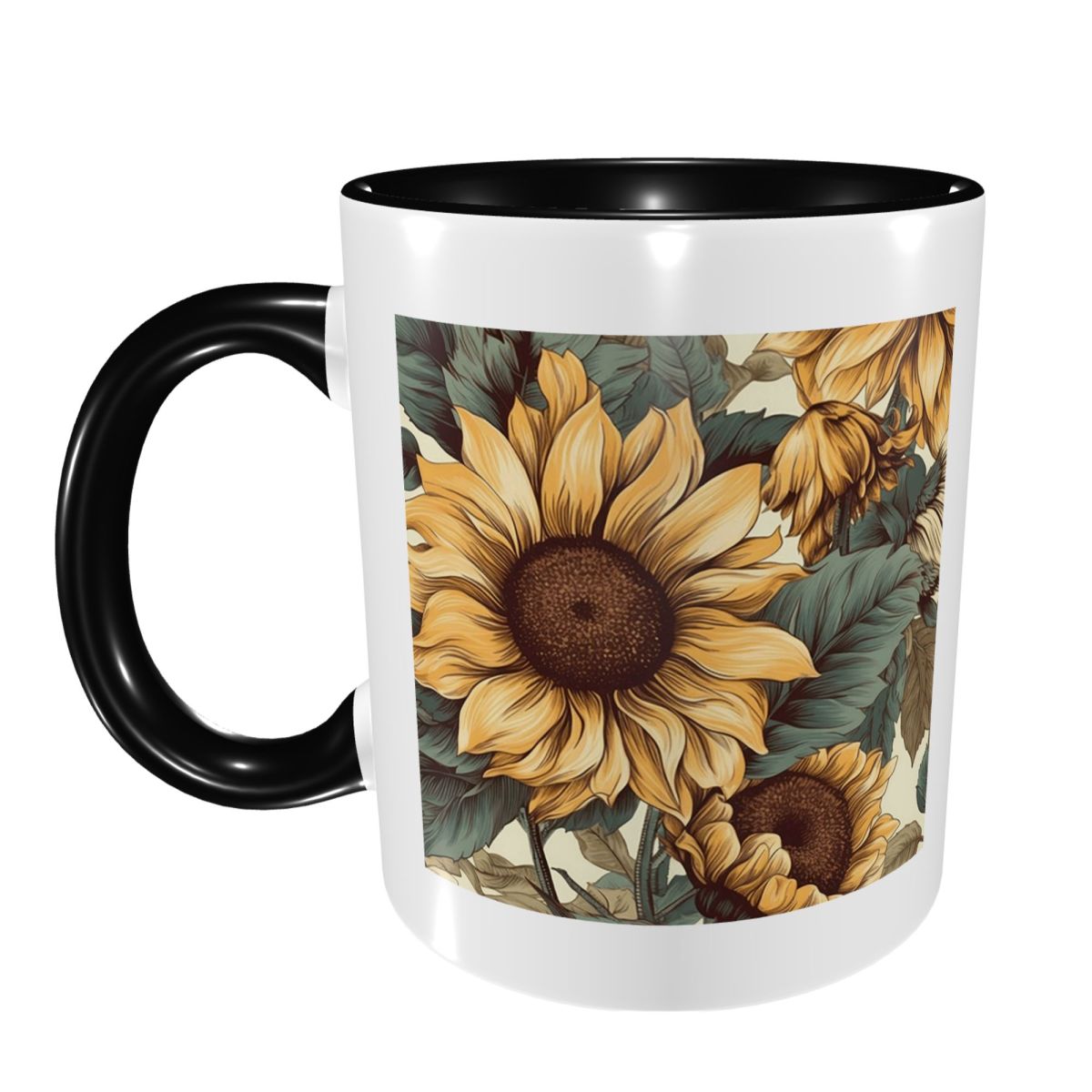 Coffee Tea Drawing - Mug Gambar Botani Vintage Cluster Bunga