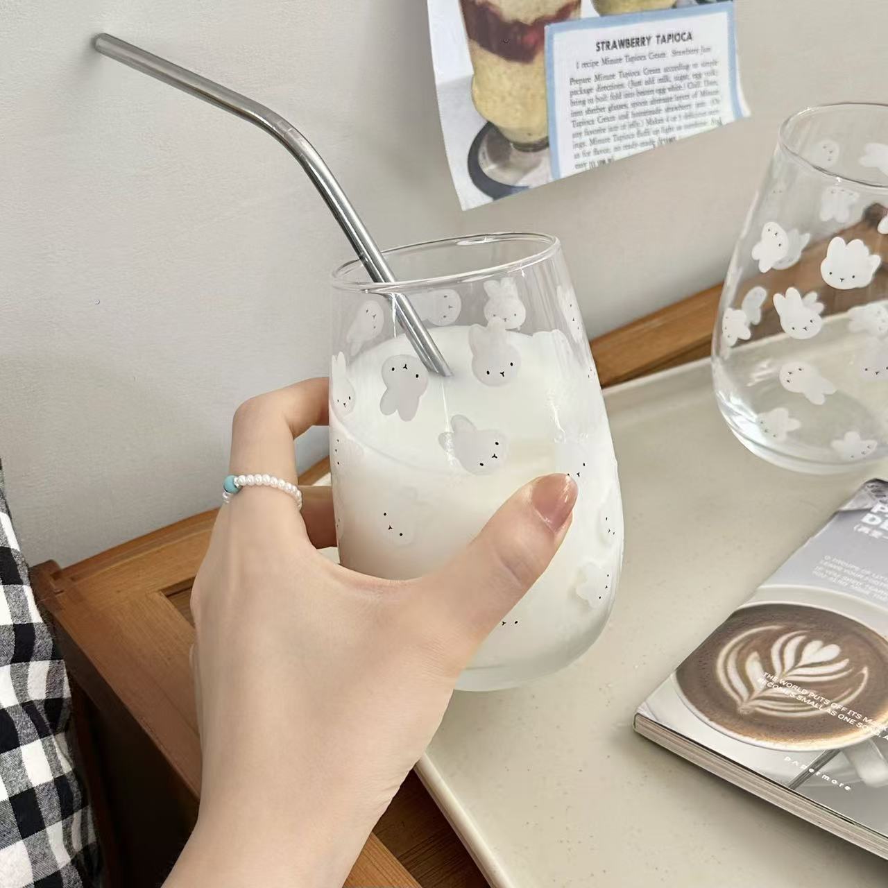 Gelas Kaca Bermotif Kelinci Mi - Coffee Tea & Espresso Appliances ulasan dan harga