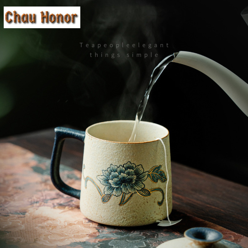 330Ml Mug Merah Batu Api Biru  - Coffee Tea Drawing ulasan dan harga