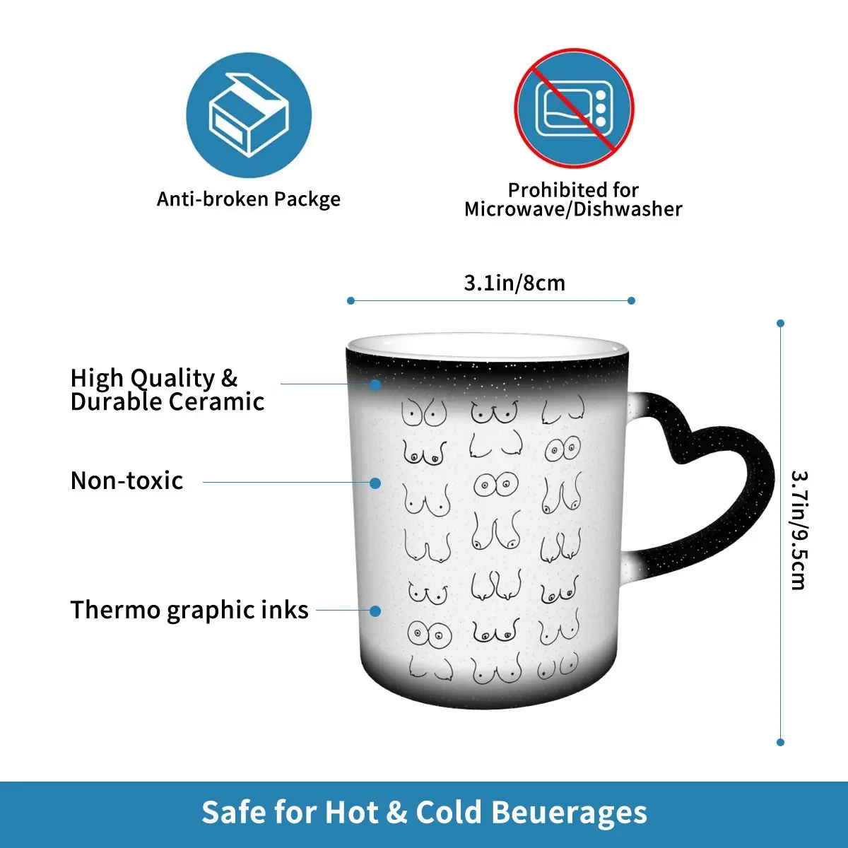 Mug Gambar Payudara Hitam Puti - Coffee Tea Drawing ulasan dan harga