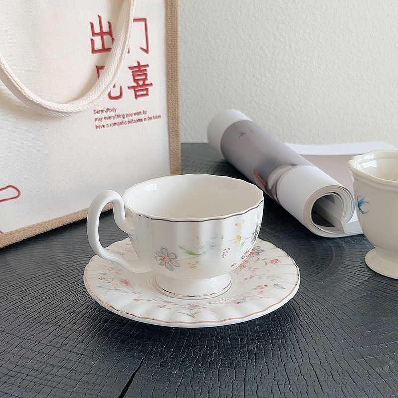 Set Cangkir Kopi Motif Bunga E - Coffee Tea Drawing ulasan dan harga