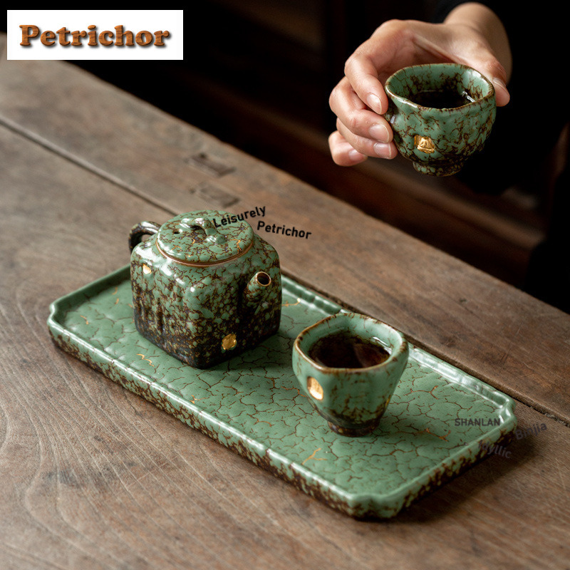 Nampan Teh Emas Motif Kiln Fam - Coffee Tea Drawing ulasan dan harga