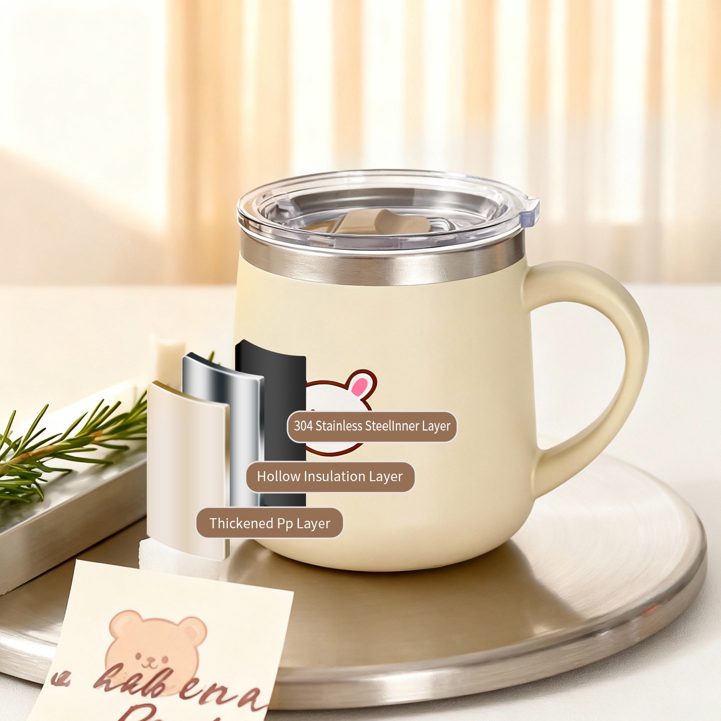 430ML Cangkir Kopi Kartun Baja - Double Wall Mug ulasan dan harga