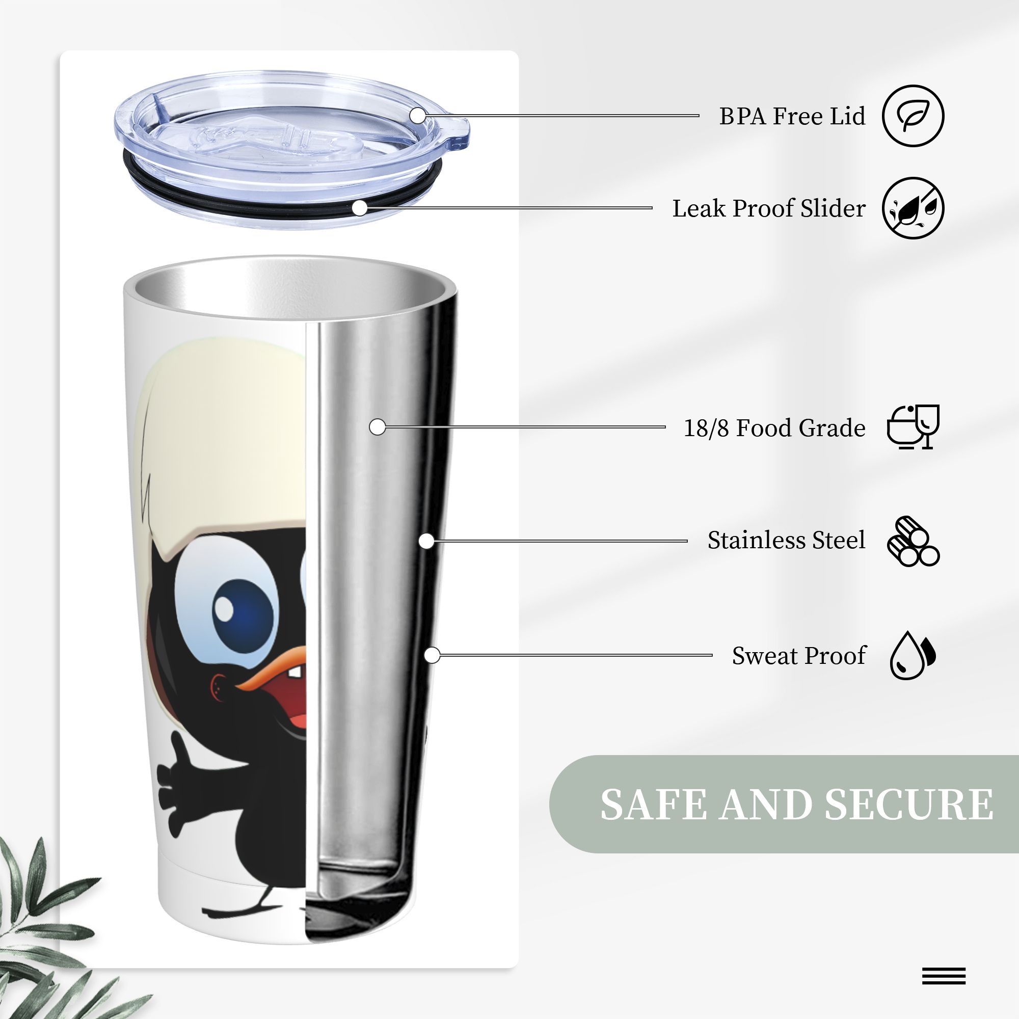 Tumbler Vakum Calimero Black C - Double Wall Mug ulasan dan harga